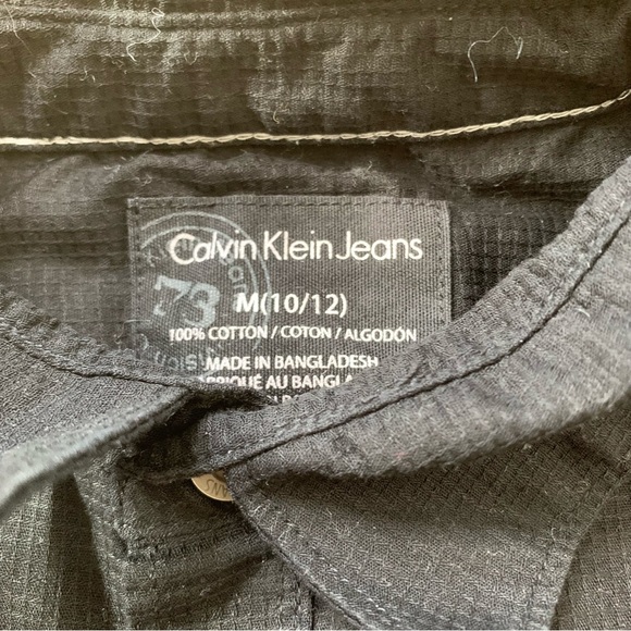 CALVIN KLEIN Button Down Shirt With Long Sleeves Black Boys 10-12Y - Picture 7 of 8